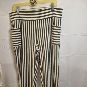 Any Body, New, Green and White Women's, Stretch Waist Pants, Large